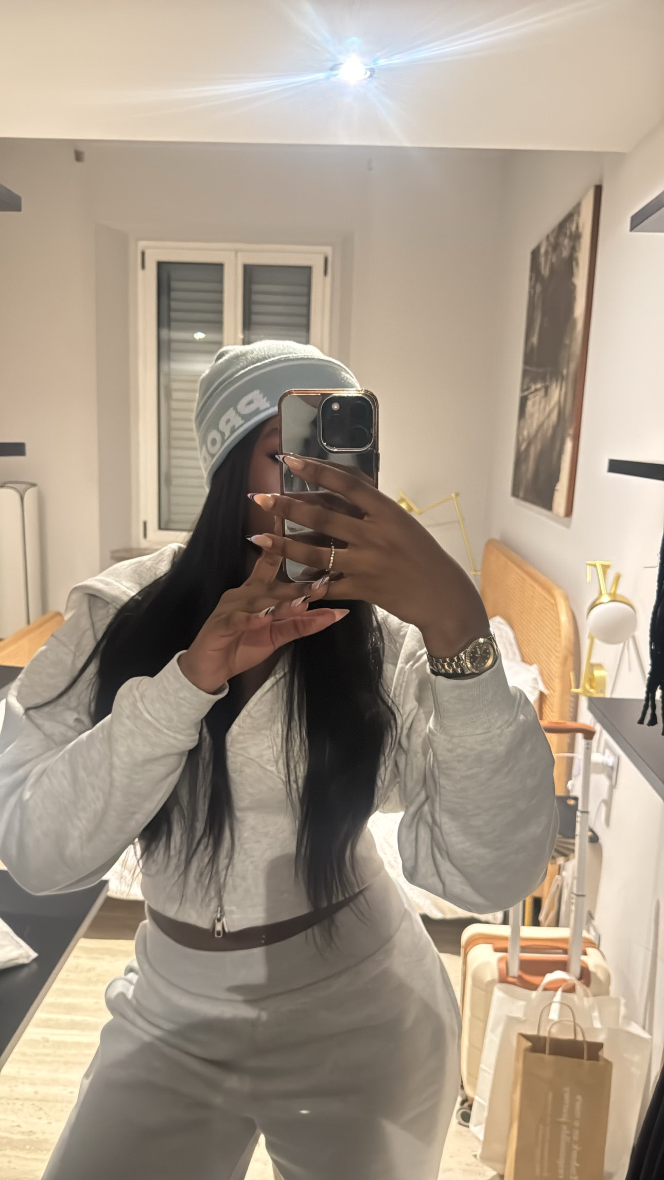 “GREY” BEANIE SET